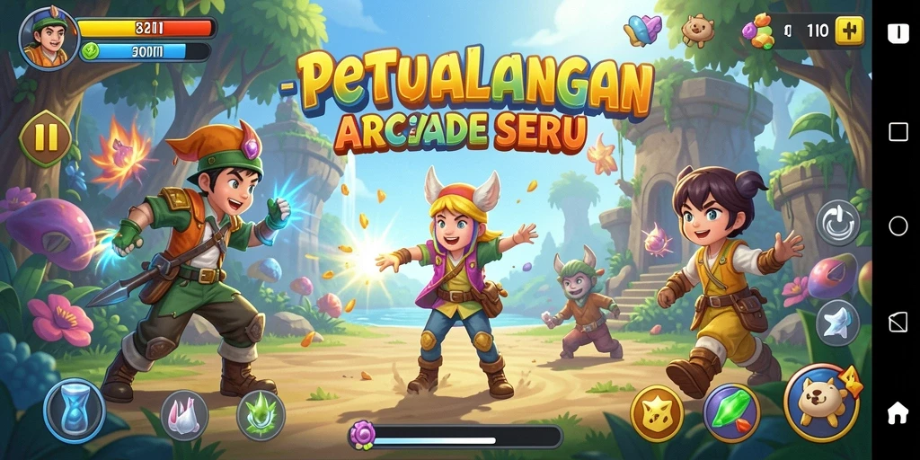Tampilan seru gameplay 8II dengan karakter unik dan level menantang.