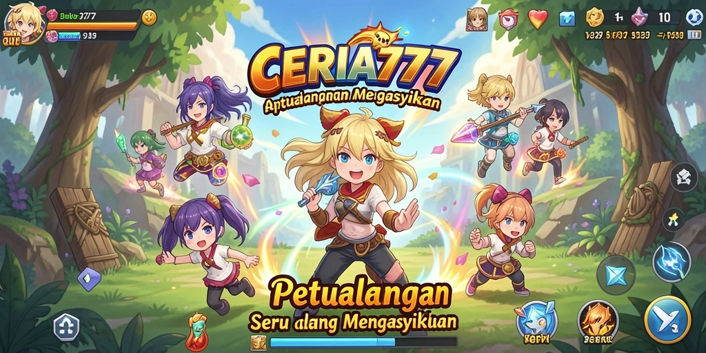 Tampilan gameplay CERIA777 yang penuh aksi dan warna.
