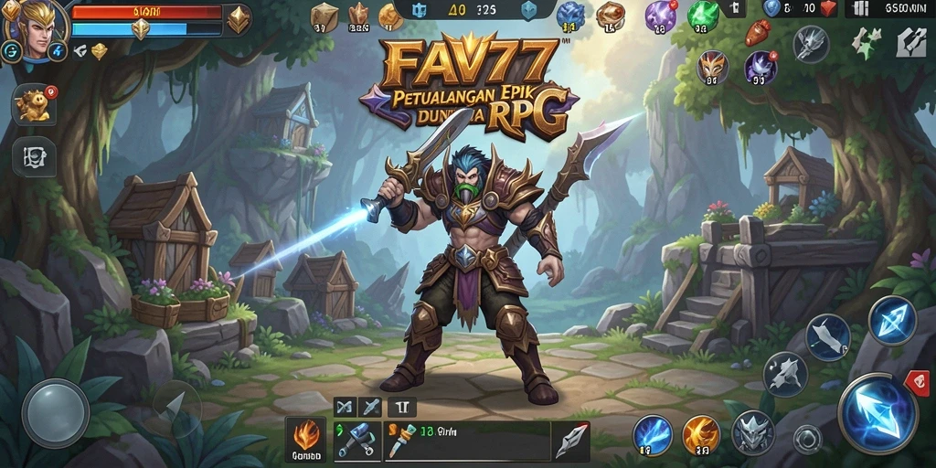 Tangkapan layar menampilkan pertempuran mendebarkan dalam RPG FAV77.