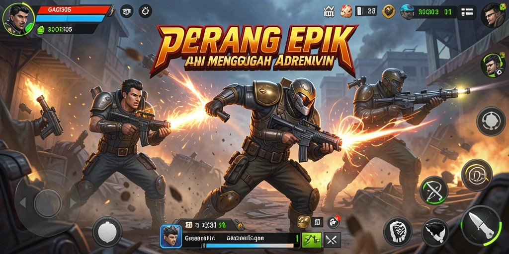 Screenshot GACOR305 menampilkan aksi seru dan intens pemain dalam pertempuran.