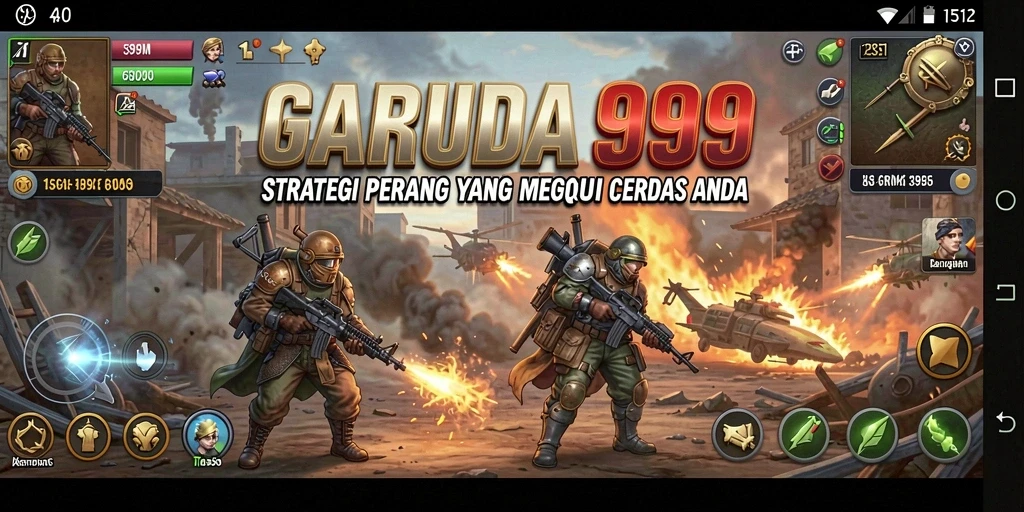Screenshot GARUDA999 menampilkan aksi pertempuran strategis yang mendebarkan.