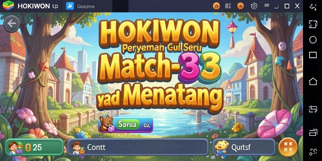 Screenshot utama HOKIWON menampilkan serunya gameplay Match-3.