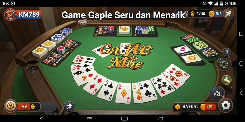 Screenshot gameplay KM789 dengan suasana Gaple yang interaktif.