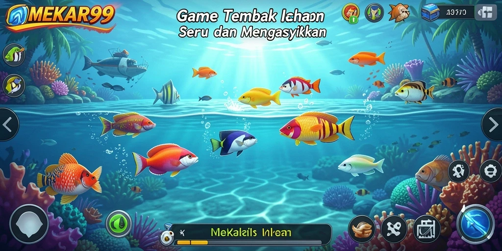 Gameplay seru dalam MEKAR99 saat menembak ikan.