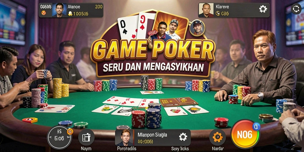 Tampilan utama N06 dengan gameplay Poker yang menarik.
