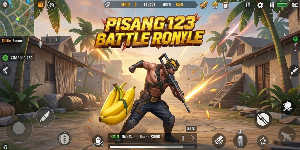 Screenshot PISANG123 menampilkan aksi pertempuran yang intens.