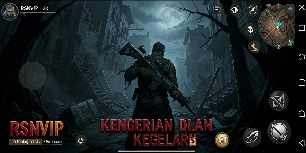 Screenshot gameplay RSNVIP menampilkan suasana mencekam dan aksi seram!