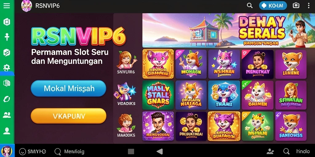 Tampilan gameplay RSNVIP6 dengan berbagai tema slot yang menarik.