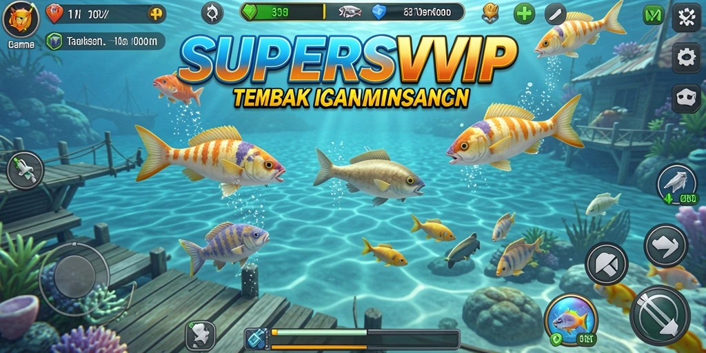 Screenshot SUPERSVIP menampilkan aksi menembak ikan yang mendebarkan.