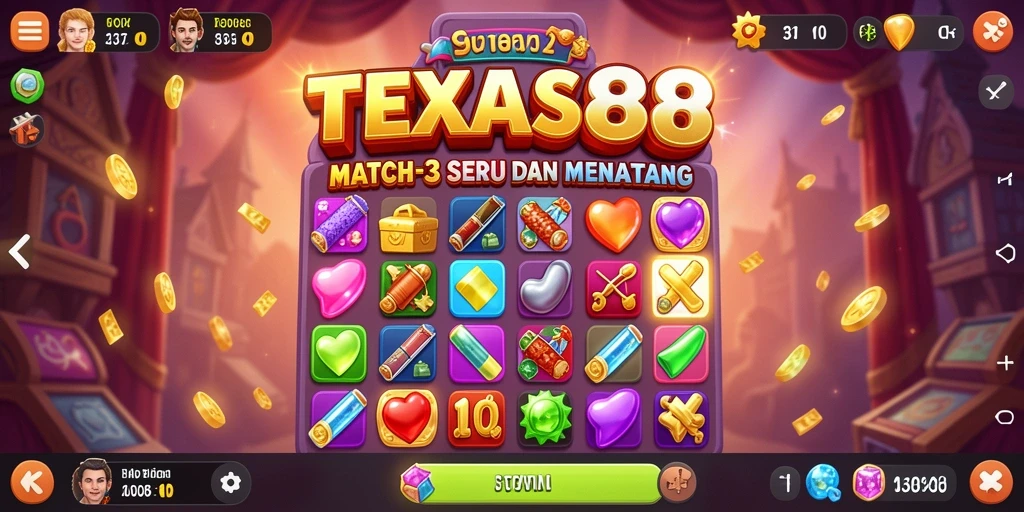 Tampilan gameplay TEXAS88 dengan kombinasi buah warna-warni.