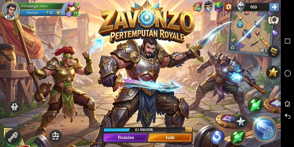 Tangkapan layar menunjukkan aksi intens dalam permainan Battle Royale ZAVONZO.